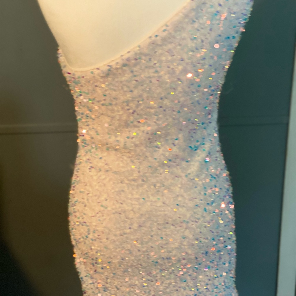 SHEIN white sequined ruched dress. Worn once